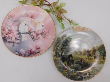 Set of Two Collector Plates: ?he Cockatoos' and ?eaceful Gathering'