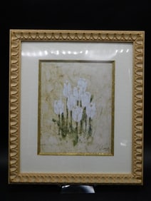 Framed Floral Artwork With Gold Trim