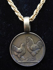 Gold-Toned Necklace With Rooster Pendant