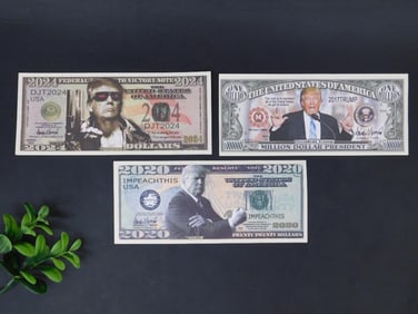 Set of Three Trump-Themed Novelty Banknotes