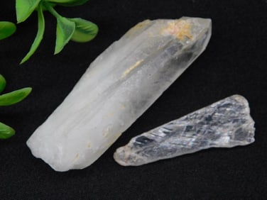 Two Natural Mineral Specimens, Clear and White Quartz