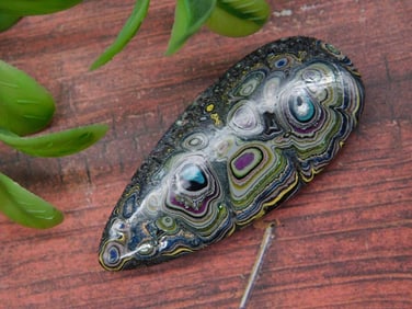 Polished Fordite Motor City Agate Cabochon Stone With Color Layers