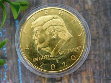Gold-Colored Donald Trump Collectible Coin, 2020