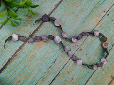 Purple Shell Bead Necklace with Natural Iridescence