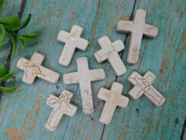 Lot of Eight White Stone Cross Pendants