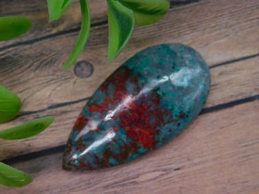 Polished Chrysocolla and Cuprite Cabochon Gemstone