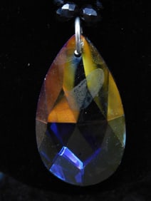 Faceted Beaded Necklace With Multicolor Teardrop Pendant