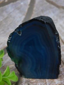 Polished Blue Agate Stone Slice for Display