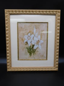Framed Floral Watercolor Painting With Decorative Frame