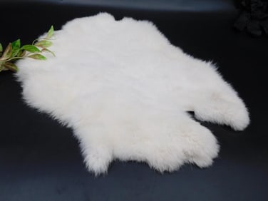 Natural White Animal Hide Rug with Soft Fur