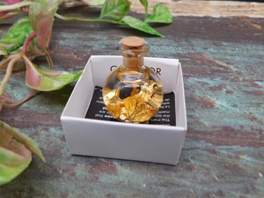 Miniature Glass Bottle with Gold Flakes