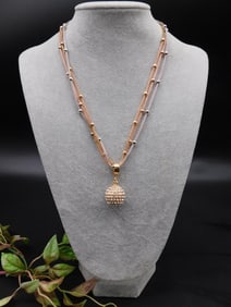 Gold-Tone Necklace With Pave-Style Sphere Pendant