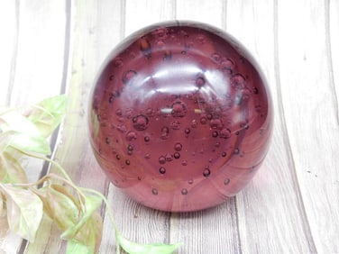 Purple Glass Orb With Encased Bubbles