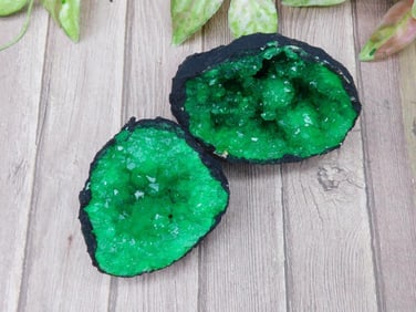 Bright Green Crystal Geode Mineral Specimen