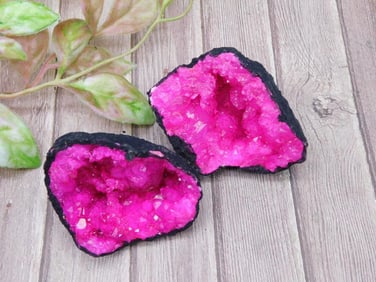 Hot Pink Geode Pair, 129 Grams