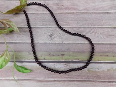 Polished Garnet Bead Necklace, Single Strand