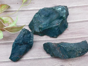 Three Rough Bloodstone Jasper Specimens