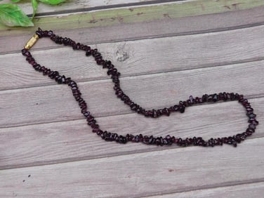 Garnet Chip Bead Necklace With Gold-Tone Clasp
