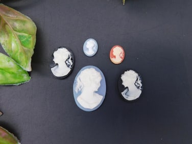 Assorted Cameo-Style Brooches and Pendants