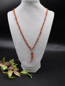 Goldstone Beaded Necklace With Pendant