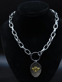 Silver-Tone Chain Necklace With Queen Bee Pendant