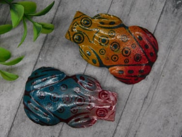 Pair of Frog-Shaped Decorative Metal Clips