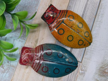 Set of Two Metal Bug Jumping Tin Toys