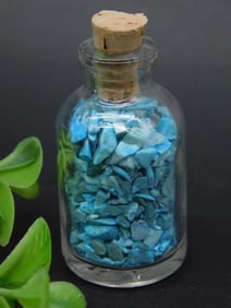 Small Glass Bottle with Blue Stone Chips