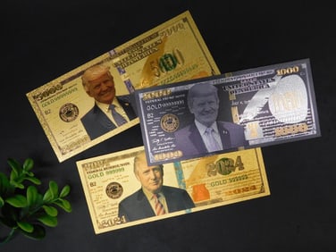 Set of 3 Donald Trump Gold-Plated Commemorative Bills