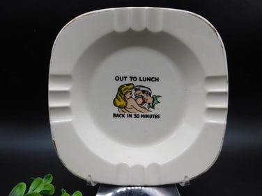 Homer Laughlin Ceramic Ash Tray with Humor Design