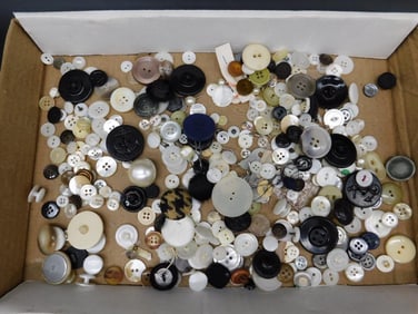 Box of Assorted Buttons in Mixed Sizes and Colors