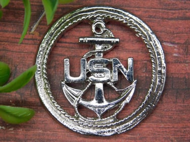 US Navy USN Anchor Emblem in Silver-Tone Finish