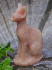 Pink Stone Figurine of Sitting Cat SHPINX