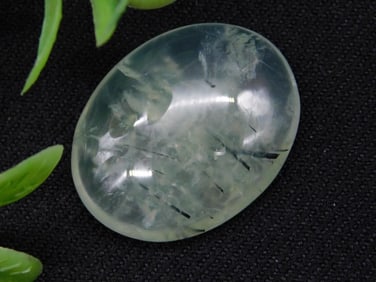 Oval Shaped Transparent Green Gemstone Cabochon