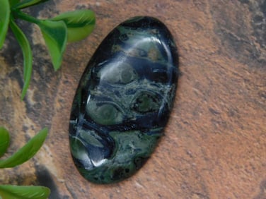 Kambaba Jasper Cabochon with Green and Black Pattern