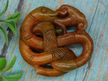 Carved Serpent-Inspired Jade Figurine