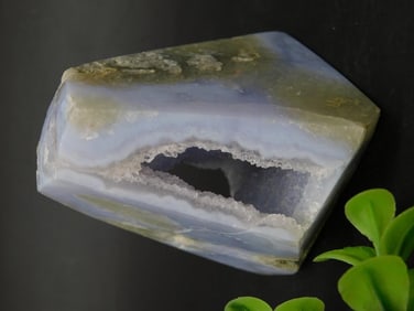 Blue Agate Polished Crystal Specimen with Open Geode