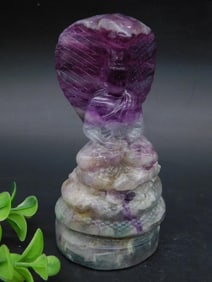 Purple and Transparent Carved Cobra Sculpture