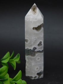 Moss Plume Agate Crystal Tower