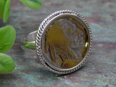Coin-Style Sterling Silver Ring, Size 11