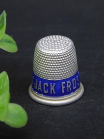 Metal Sewing Thimble with ?Jack Frost? Blue Band