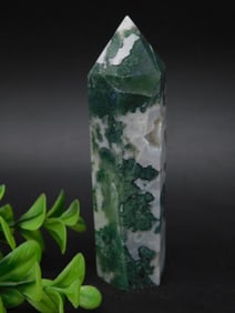 Moss Agate Crystal Tower With Polished Finish Rock Stone Lapidary Specimen