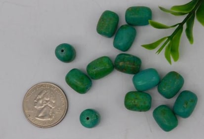 Set of 12 Green Beads for Jewelry Making ROCK STONE LAPIDARY SPECIMEN
