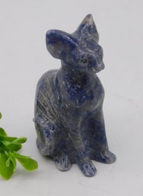 Small Carved Blue Stone Cat Figurine ROCK STONE LAPIDARY SPECIMEN