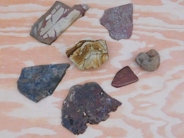 Collection of Seven Unique ROCK STONE LAPIDARY SPECIMEN