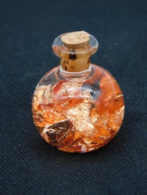 Small Round Glass Bottle with Copper Foil Inside