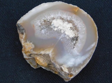 Gray-Banded Geode Slice With Partially Hollow Center ROCK STONE LAPIDARY SPECIMEN