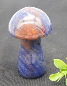 Polished Blue and Orange Stone Mushroom Sculpture