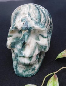 Agate Stone Skull Sculpture ROCK STONE LAPIDARY SPECIMEN