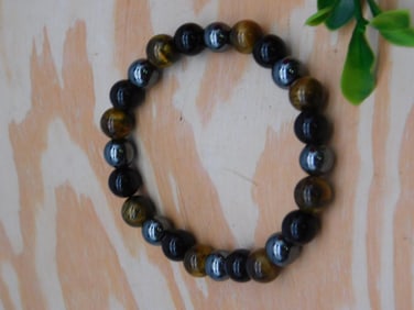 Tiger?s Eye and Hematite Beaded Bracelet ROCK STONE LAPIDARY SPECIMEN